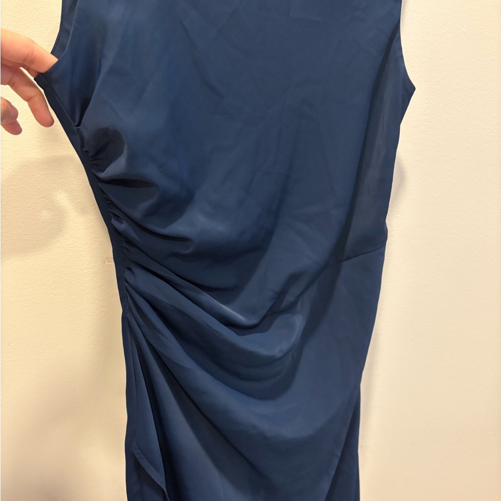 Abercrombie & fitch open back navy maxi cocktail wedding guest dress medium - Picture 2 of 7